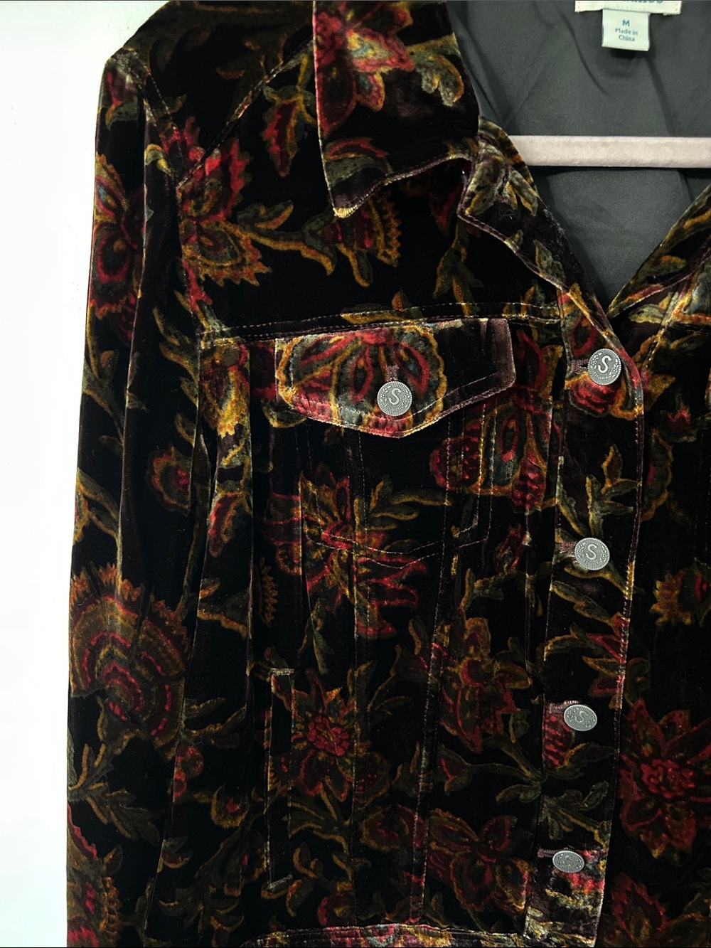 Sundance Jacket Wren Silk Blend Velvet Dark Floral Whimsigoth Fairy Medium - Picture 3 of 15